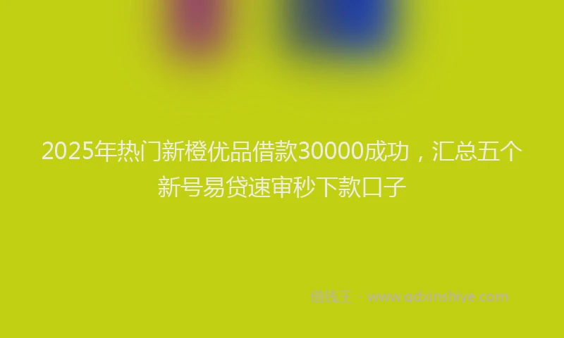 2025年热门新橙优品借款30000成功，汇总五个新号易贷速审秒下款口子