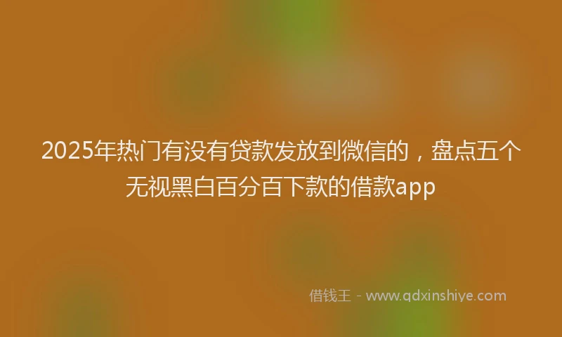2025年热门有没有贷款发放到微信的，盘点五个无视黑白百分百下款的借款app