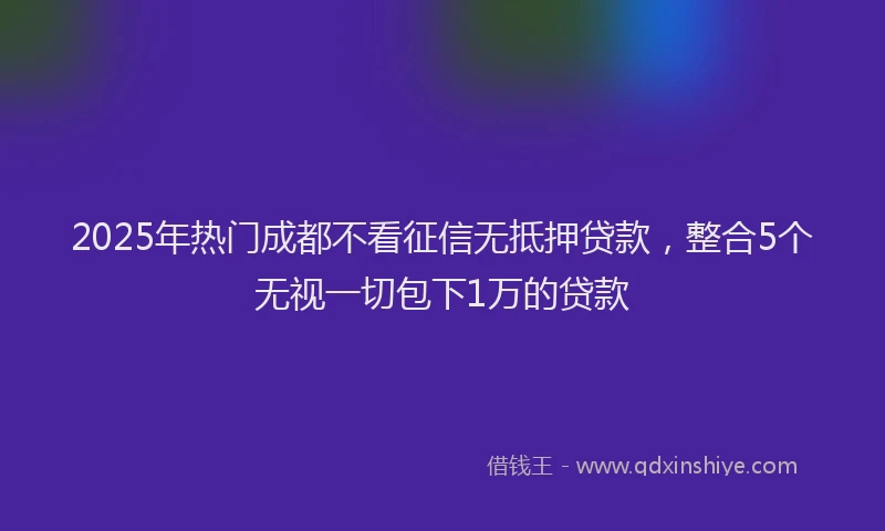 2025年热门成都不看征信无抵押贷款，整合5个无视一切包下1万的贷款