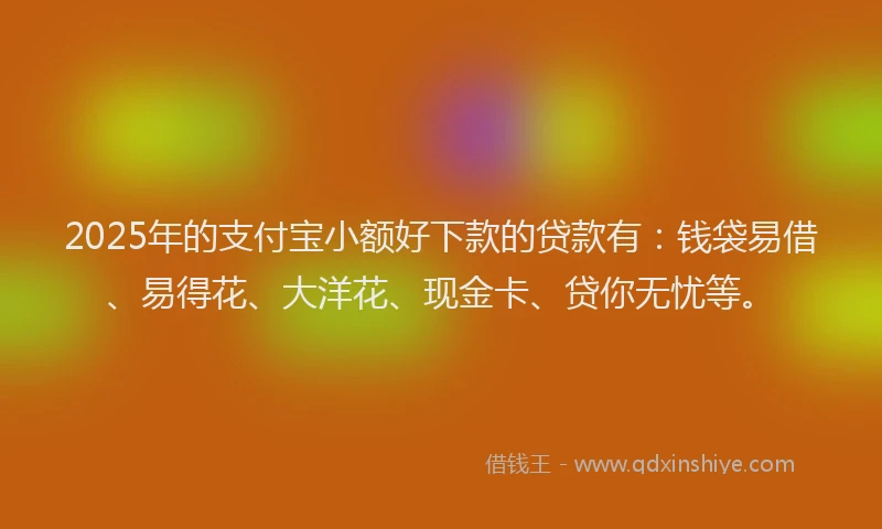 2025年的支付宝小额好下款的贷款有：钱袋易借、易得花、大洋花、现金卡、贷你无忧等。