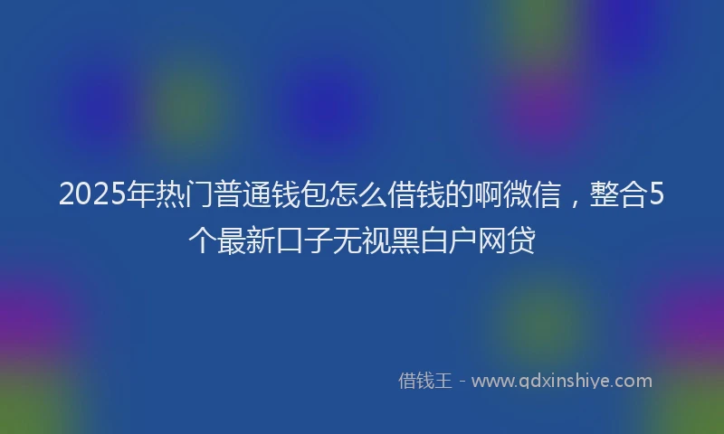 2025年热门普通钱包怎么借钱的啊微信，整合5个最新口子无视黑白户网贷