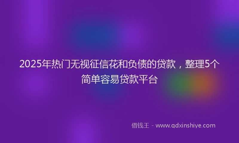 2025年热门无视征信花和负债的贷款，整理5个简单容易贷款平台
