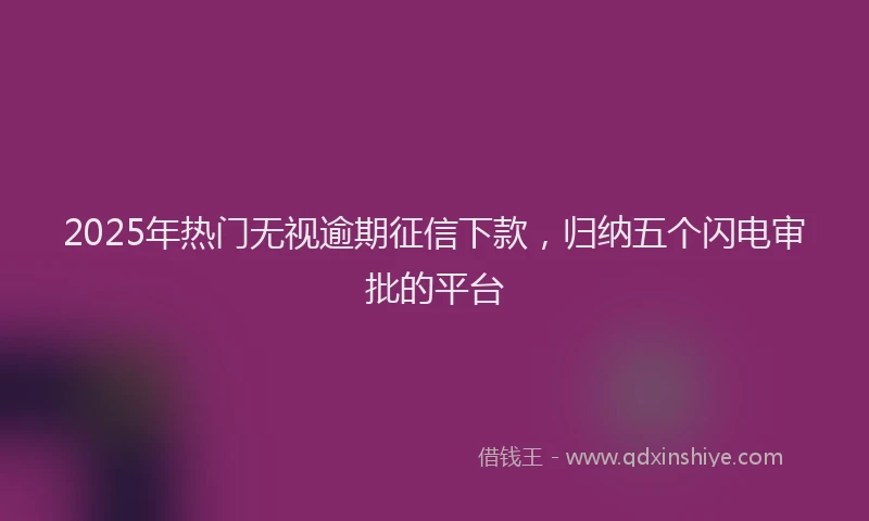 2025年热门无视逾期征信下款，归纳五个闪电审批的平台