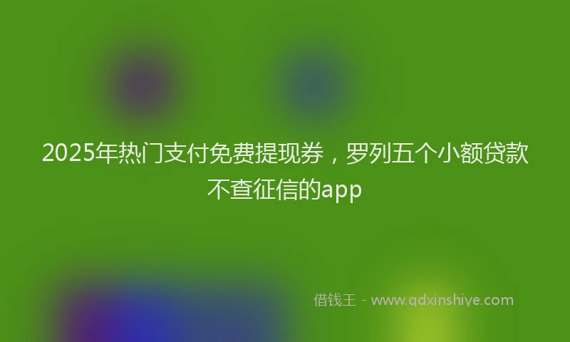 2025年热门支付免费提现券，罗列五个小额贷款不查征信的app