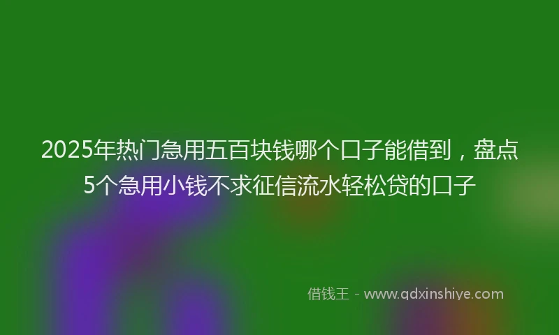 2025年热门急用五百块钱哪个口子能借到，盘点5个急用小钱不求征信流水轻松贷的口子