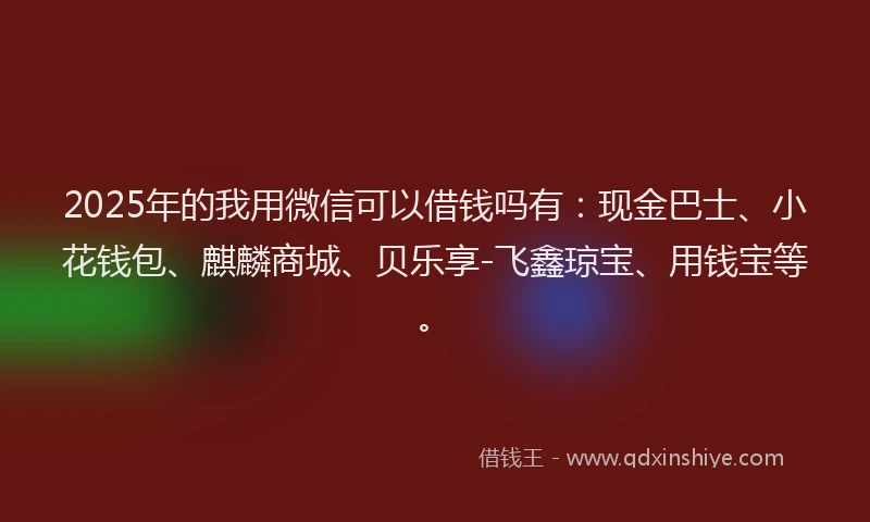 2025年的我用微信可以借钱吗有：现金巴士、小花钱包、麒麟商城、贝乐享-飞鑫琼宝、用钱宝等。