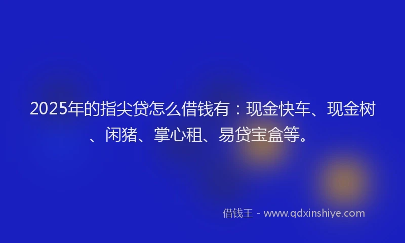 2025年的指尖贷怎么借钱有：现金快车、现金树、闲猪、掌心租、易贷宝盒等。