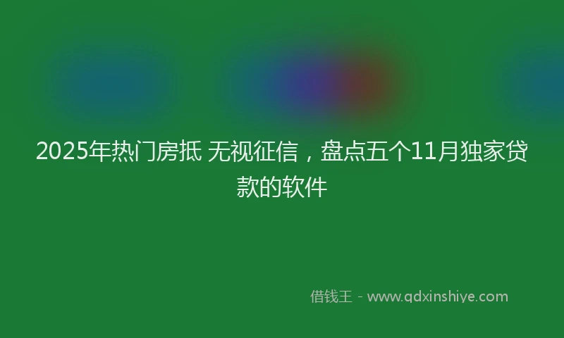 2025年热门房抵 无视征信，盘点五个11月独家贷款的软件
