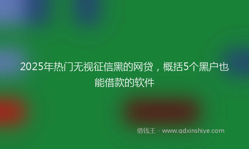 2025年热门无视征信黑的网贷，概括5个黑户也能借款的软件