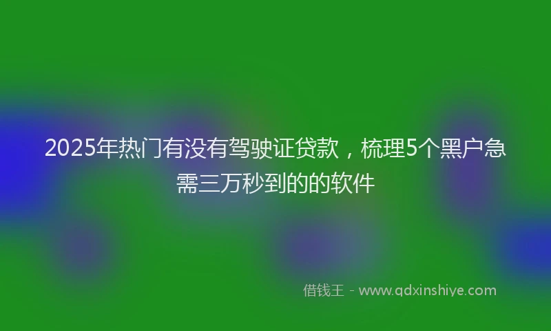 2025年热门有没有驾驶证贷款，梳理5个黑户急需三万秒到的的软件