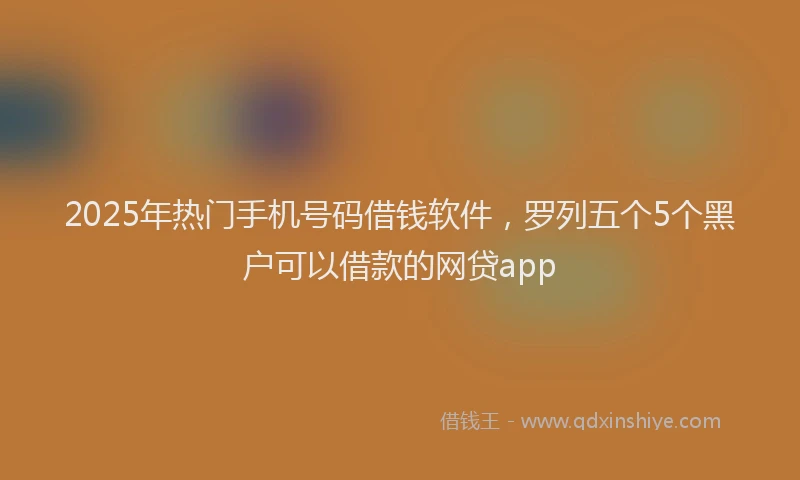 2025年热门手机号码借钱软件，罗列五个5个黑户可以借款的网贷app