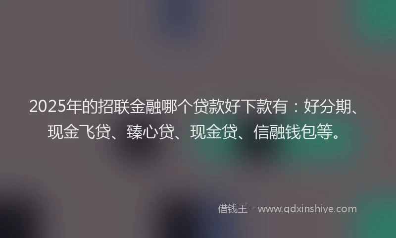 2025年的招联金融哪个贷款好下款有：好分期、现金飞贷、臻心贷、现金贷、信融钱包等。