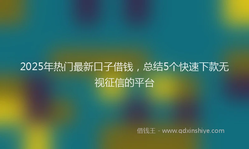 2025年热门最新口子借钱，总结5个快速下款无视征信的平台