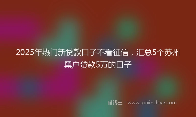 2025年热门新贷款口子不看征信，汇总5个苏州黑户贷款5万的口子