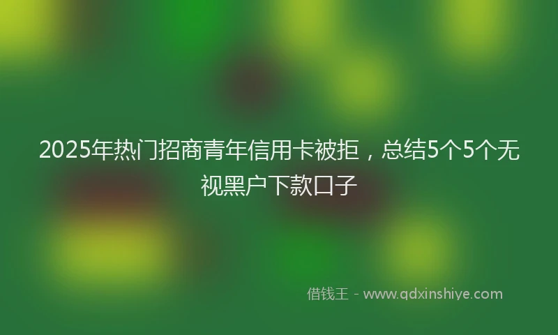 2025年热门招商青年信用卡被拒，总结5个5个无视黑户下款口子