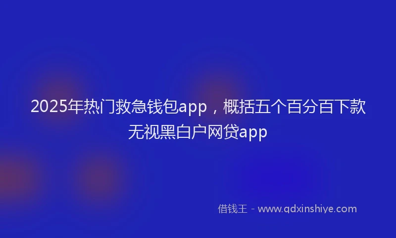 2025年热门救急钱包app，概括五个百分百下款无视黑白户网贷app