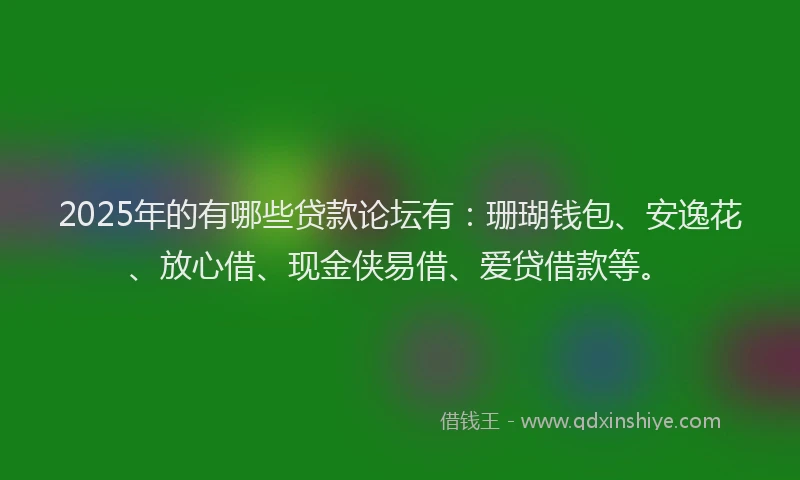 2025年的有哪些贷款论坛有：珊瑚钱包、安逸花、放心借、现金侠易借、爱贷借款等。