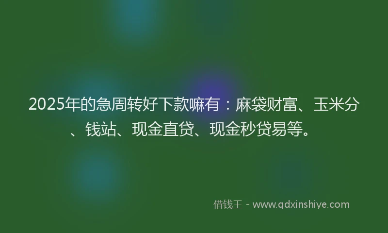 2025年的急周转好下款嘛有：麻袋财富、玉米分、钱站、现金直贷、现金秒贷易等。