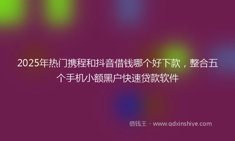 2025年热门携程和抖音借钱哪个好下款，整合五个手机小额黑户快速贷款软件