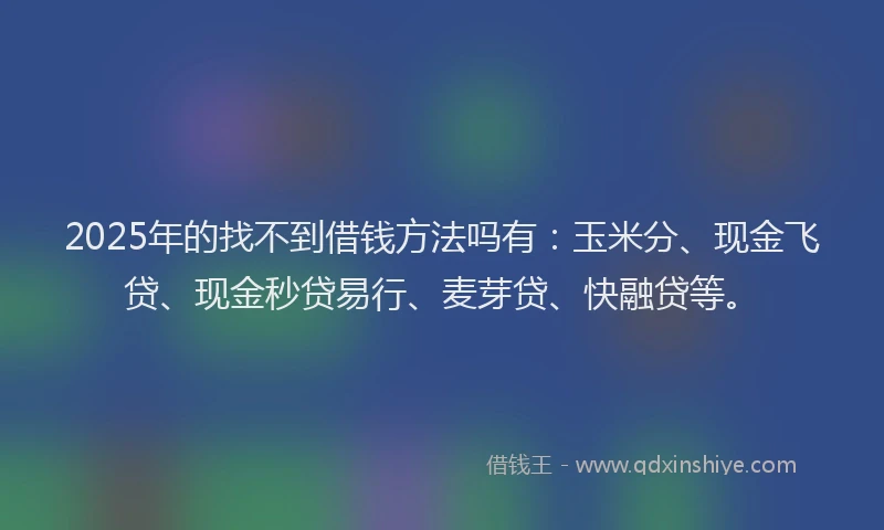 2025年的找不到借钱方法吗有：玉米分、现金飞贷、现金秒贷易行、麦芽贷、快融贷等。