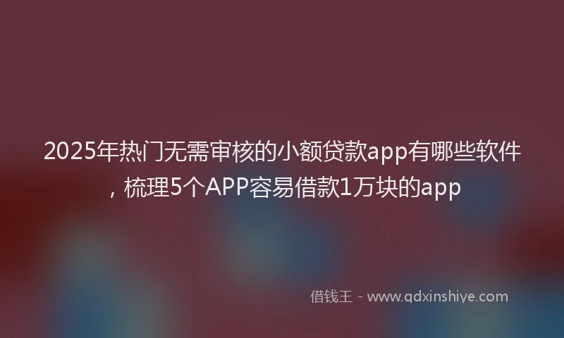 2025年热门无需审核的小额贷款app有哪些软件，梳理5个APP容易借款1万块的app