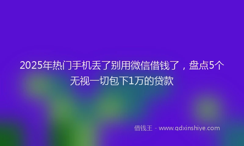 2025年热门手机丢了别用微信借钱了，盘点5个无视一切包下1万的贷款