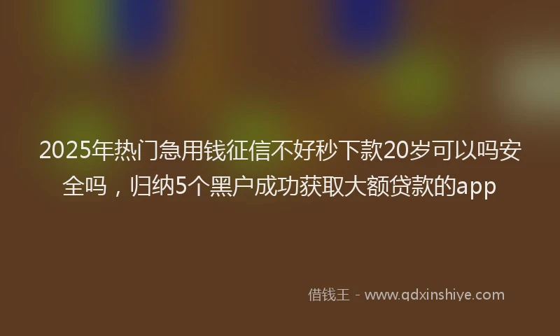 2025年热门急用钱征信不好秒下款20岁可以吗安全吗，归纳5个黑户成功获取大额贷款的app