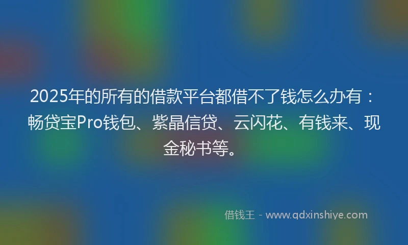 2025年的所有的借款平台都借不了钱怎么办有：畅贷宝Pro钱包、紫晶信贷、云闪花、有钱来、现金秘书等。