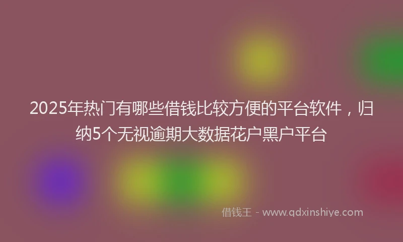 2025年热门有哪些借钱比较方便的平台软件，归纳5个无视逾期大数据花户黑户平台