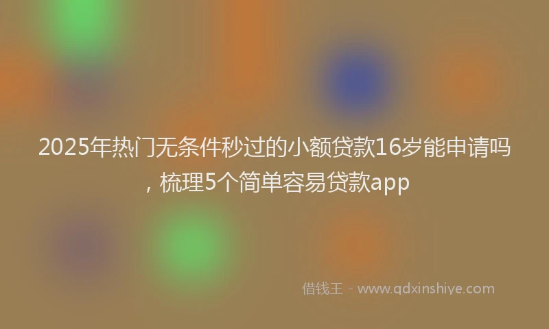 2025年热门无条件秒过的小额贷款16岁能申请吗，梳理5个简单容易贷款app