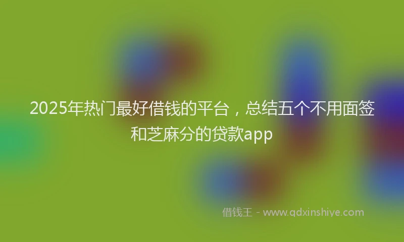 2025年热门最好借钱的平台，总结五个不用面签和芝麻分的贷款app