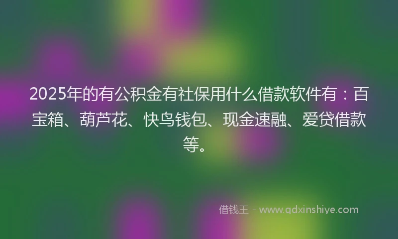 2025年的有公积金有社保用什么借款软件有：百宝箱、葫芦花、快鸟钱包、现金速融、爱贷借款等。