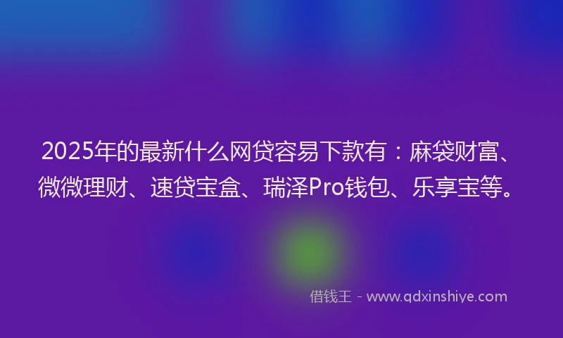 2025年的最新什么网贷容易下款有：麻袋财富、微微理财、速贷宝盒、瑞泽Pro钱包、乐享宝等。
