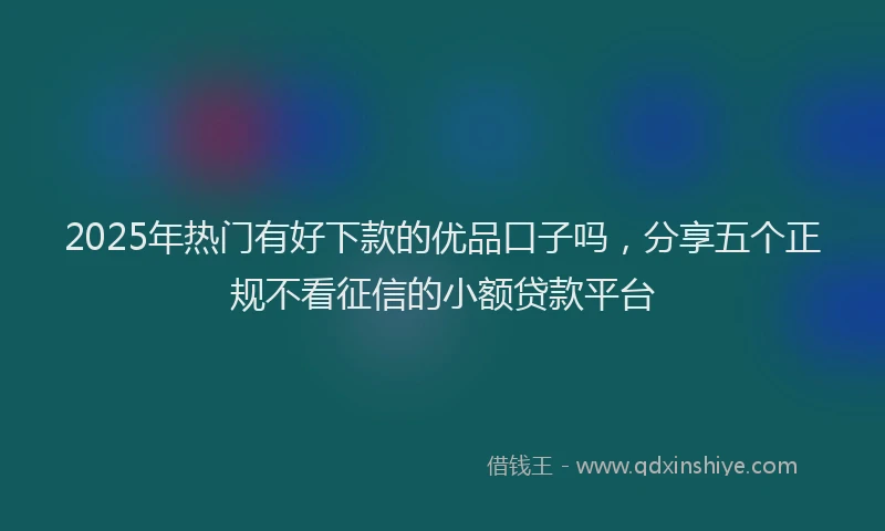 2025年热门有好下款的优品口子吗，分享五个正规不看征信的小额贷款平台