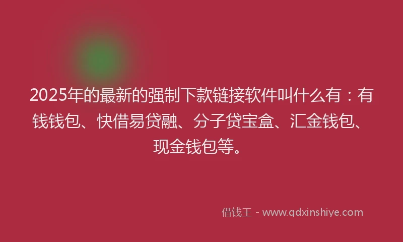 2025年的最新的强制下款链接软件叫什么有：有钱钱包、快借易贷融、分子贷宝盒、汇金钱包、现金钱包等。