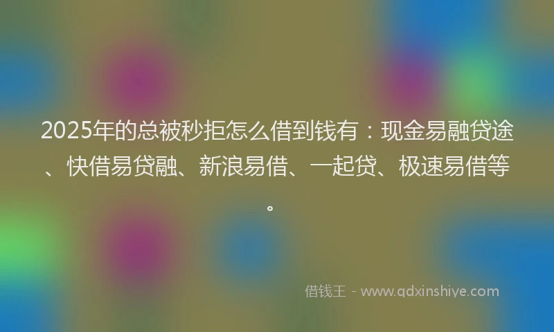 2025年的总被秒拒怎么借到钱有：现金易融贷途、快借易贷融、新浪易借、一起贷、极速易借等。