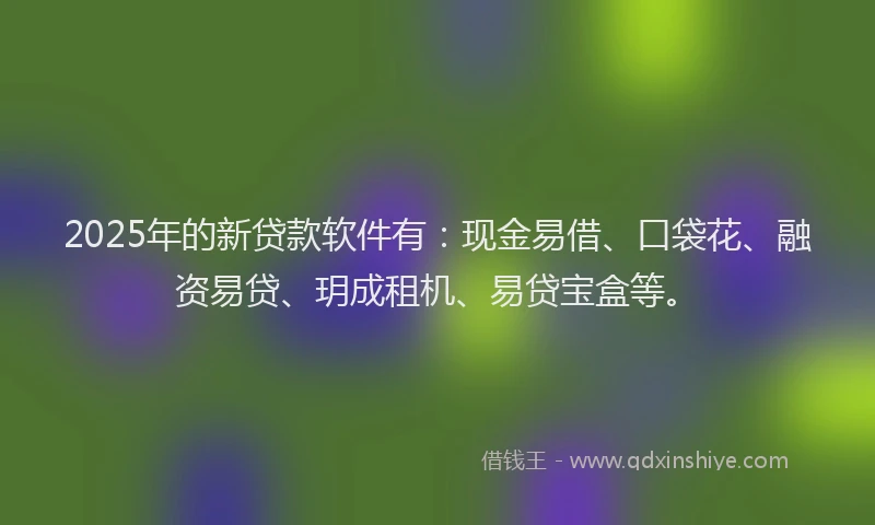 2025年的新贷款软件有：现金易借、口袋花、融资易贷、玥成租机、易贷宝盒等。