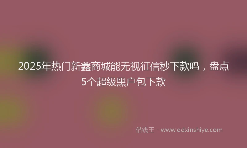 2025年热门新鑫商城能无视征信秒下款吗，盘点5个超级黑户包下款