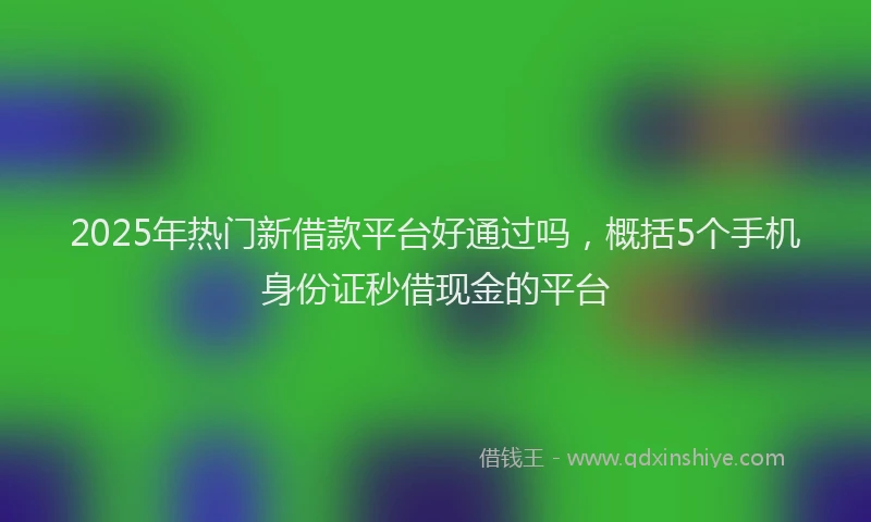 2025年热门新借款平台好通过吗，概括5个手机身份证秒借现金的平台