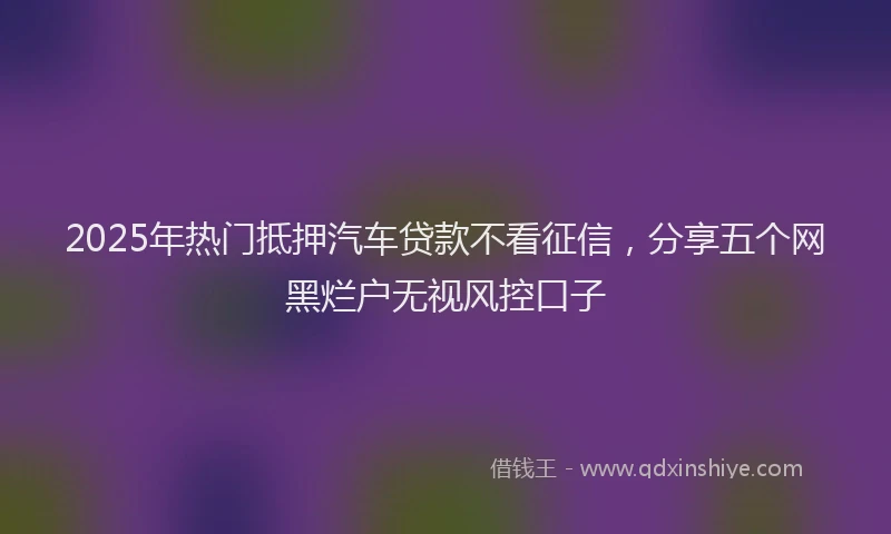 2025年热门抵押汽车贷款不看征信，分享五个网黑烂户无视风控口子
