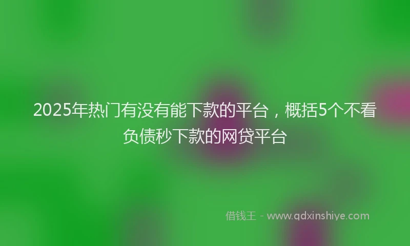 2025年热门有没有能下款的平台，概括5个不看负债秒下款的网贷平台