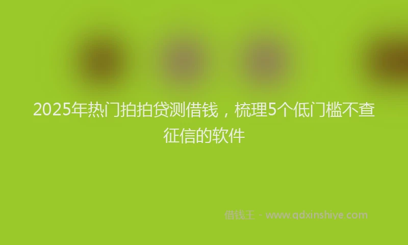 2025年热门拍拍贷测借钱，梳理5个低门槛不查征信的软件