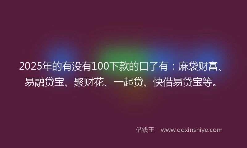 2025年的有没有100下款的口子有：麻袋财富、易融贷宝、聚财花、一起贷、快借易贷宝等。