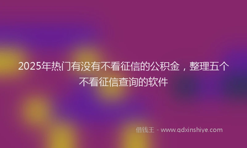 2025年热门有没有不看征信的公积金，整理五个不看征信查询的软件