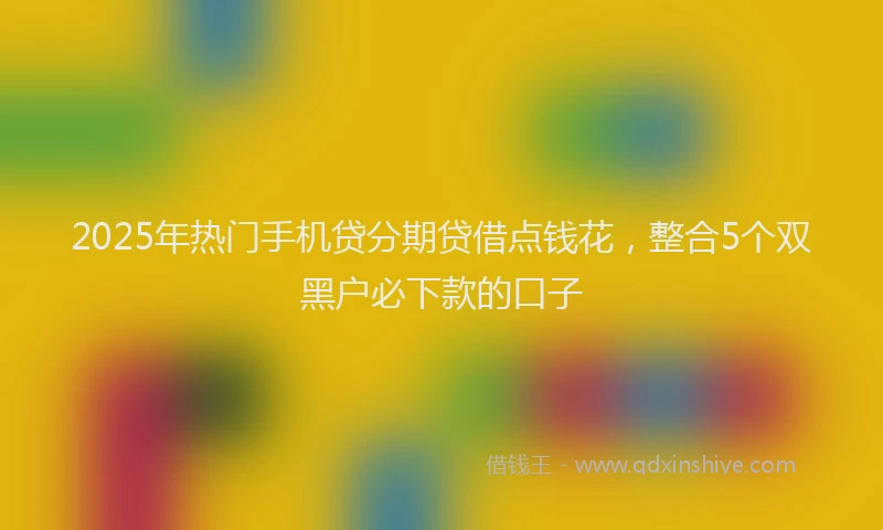 2025年热门手机贷分期贷借点钱花，整合5个双黑户必下款的口子