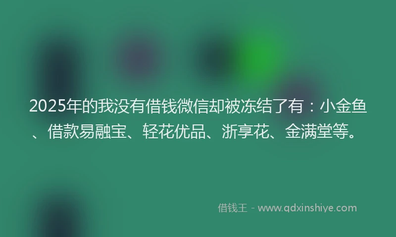 2025年的我没有借钱微信却被冻结了有：小金鱼、借款易融宝、轻花优品、浙享花、金满堂等。