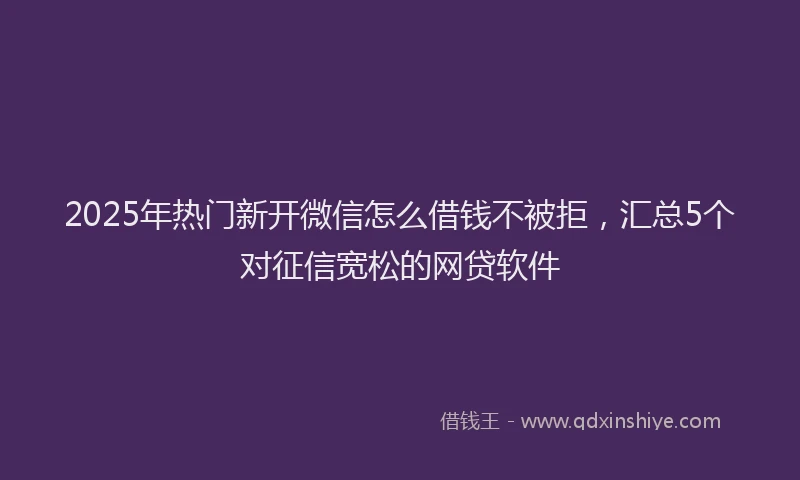 2025年热门新开微信怎么借钱不被拒，汇总5个对征信宽松的网贷软件