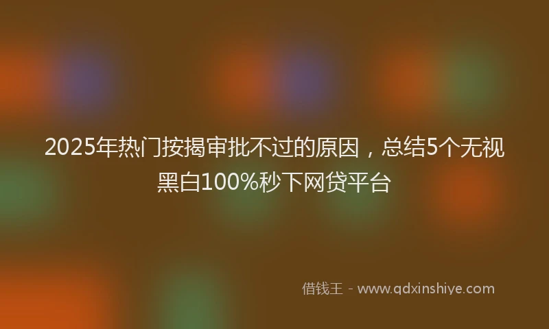 2025年热门按揭审批不过的原因，总结5个无视黑白100%秒下网贷平台