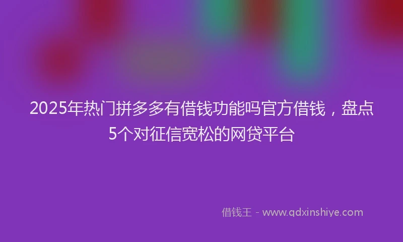 2025年热门拼多多有借钱功能吗官方借钱，盘点5个对征信宽松的网贷平台
