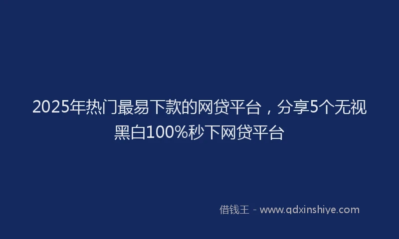 2025年热门最易下款的网贷平台，分享5个无视黑白100%秒下网贷平台